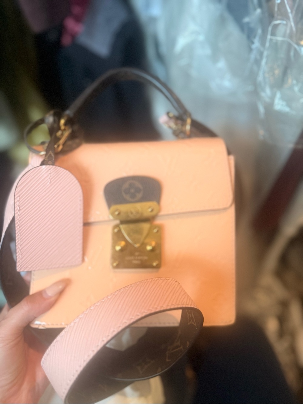 Women's Structured Top-Handle Bag in Peach Pink